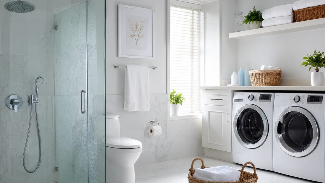 Clean bathroom and laundry protected by soft water